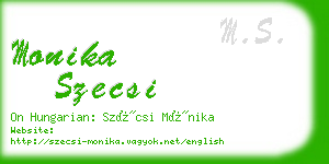 monika szecsi business card